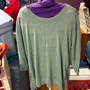 Soho Scoop Neck Lightweight Sweater in Sage Green